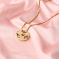 Stainless Steel Hollow Coin Pendant Necklace Clavicle Chain